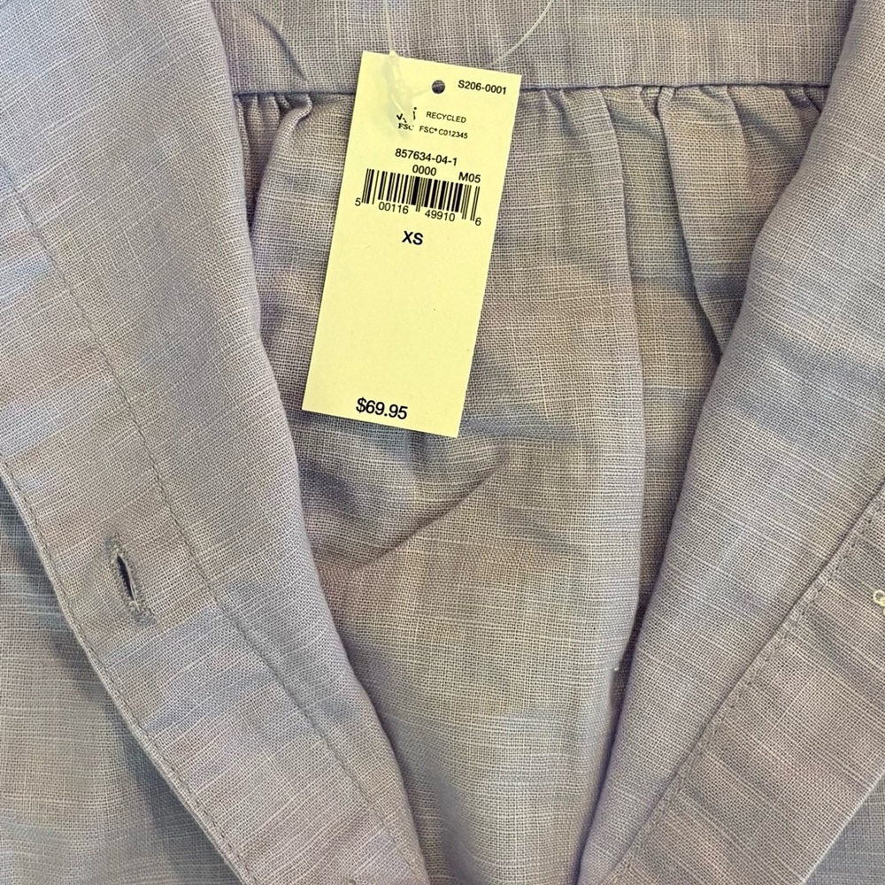 Gap Light Lavender Button-Front Belted Shirt Dress - image 3